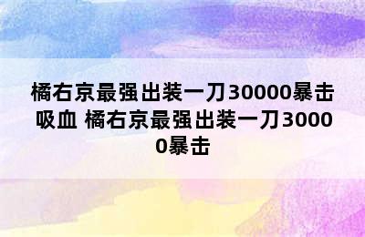 橘右京最强出装一刀30000暴击吸血 橘右京最强出装一刀30000暴击